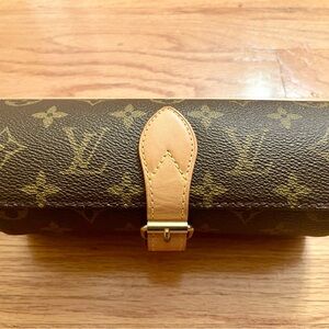 100% Authentic LOUIS VUITTON M47530 3 Watch Case Monogram Canvas